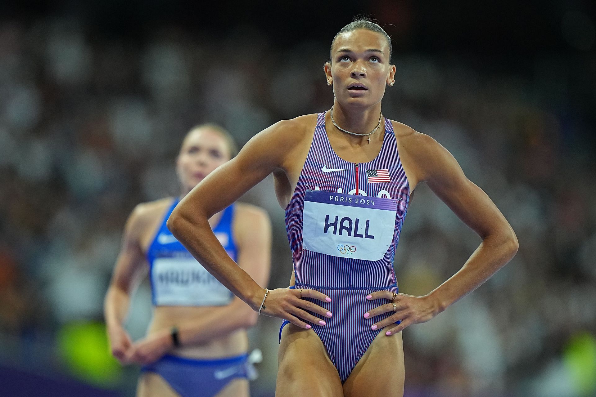 Anna Hall at the 2024 Olympic Games in Paris, France. (Photo via Getty Images)
